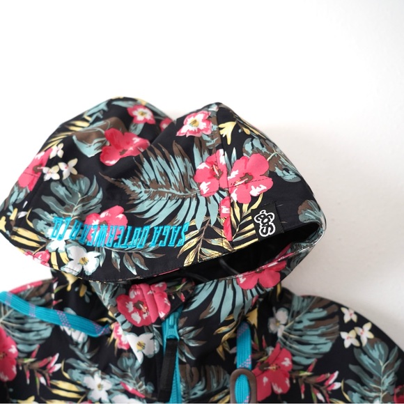 Saga Outerwear Floral Flower Jacket Hooded Soft-Shell Windbreaker Large Logo M - Picture 4 of 12